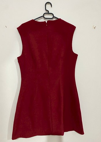 Bordo Kolsuz Midi Elbise - Görsel 5