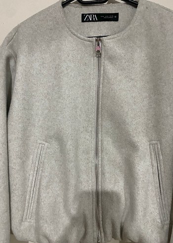 Gri Kadın Fermuarlı Bomber Ceket - Görsel 5