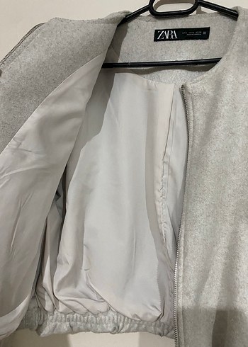 Gri Kadın Fermuarlı Bomber Ceket - Görsel 7