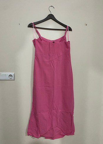 Pembe Keten Salaş Uzun Elbise - Görsel 3