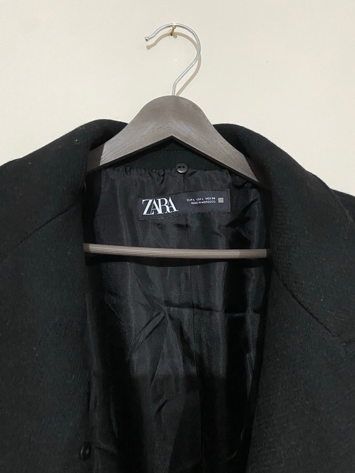 Zara Siyah Kuşaklı Uzun Kaban - Görsel 5