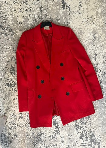 Zara Kirmizi Cift Sirali Blazer Ceket