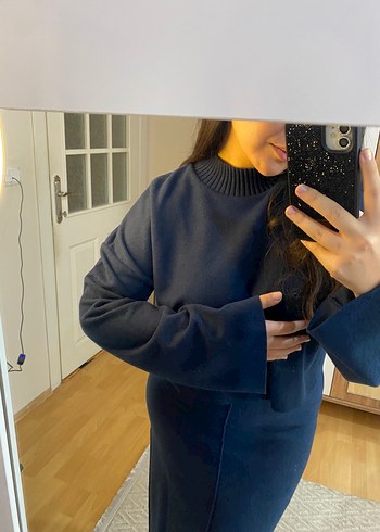 Koyu Mavi Midi Etek ve Bluz Takım - Görsel 6