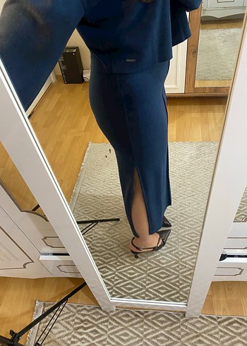 Koyu Mavi Midi Etek ve Bluz Takım - Görsel 5