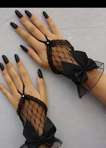 Siyah Dantel Gotik Kadın Eldiven çeşitleri - Görsel 2