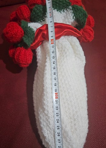 Nakışlı Beyaz örgü Buketi gül battaniye buketi - Görsel 3