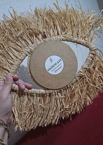 Hasırdan Nazar Boncuğu Desenli Bohem Duvar Süsü - Görsel 2