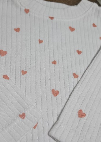 Kız Çocuk Beyaz Uzun Kollu Kalp Desenli Bluz zıbın - Görsel 2