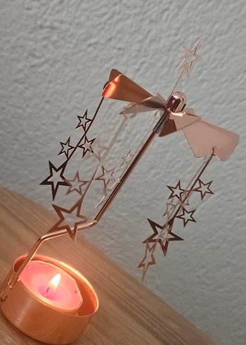 Altın Renkli Dönen Yıldızlı Mumluk - Görsel 3