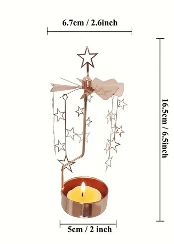 Altın Renkli Dönen Yıldızlı Mumluk - Görsel 2