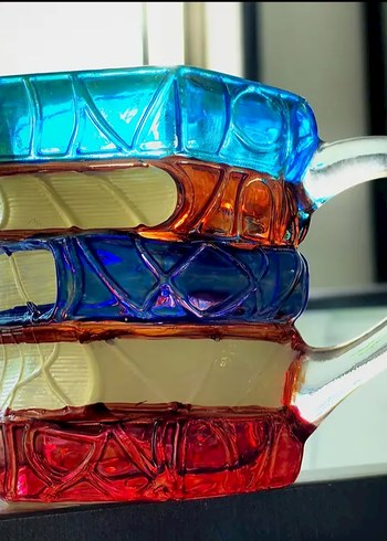 Renkli Desenli Cam Kupa kitap fincan - Görsel 4