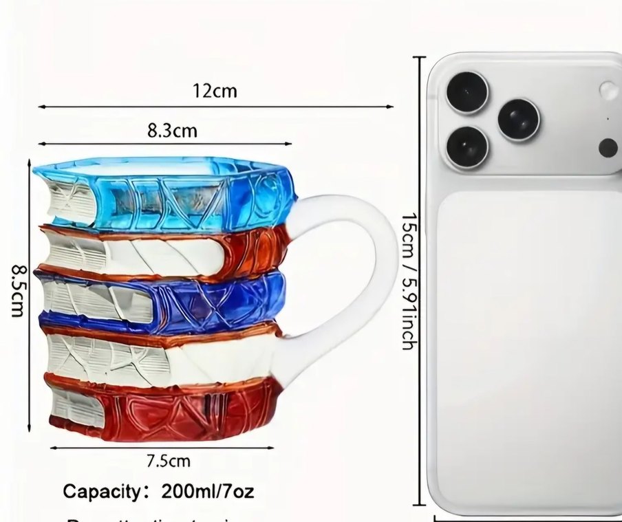Renkli Desenli Cam Kupa kitap fincan - Görsel 3