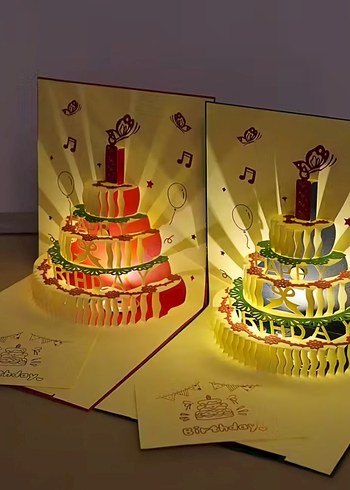 Altın pasta  Renkli Doğum Günü Kartı - Görsel 3