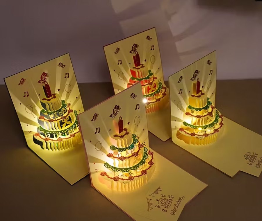 Altın pasta  Renkli Doğum Günü Kartı - Görsel 4