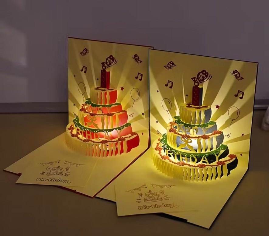 Altın pasta  Renkli Doğum Günü Kartı - Görsel 3
