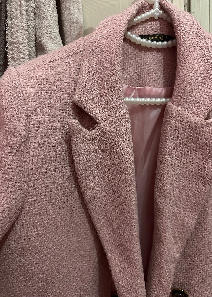 Pembe tüvit blazer ceket - Görsel 4