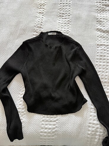 s Beden Siyah uzun kollu crop