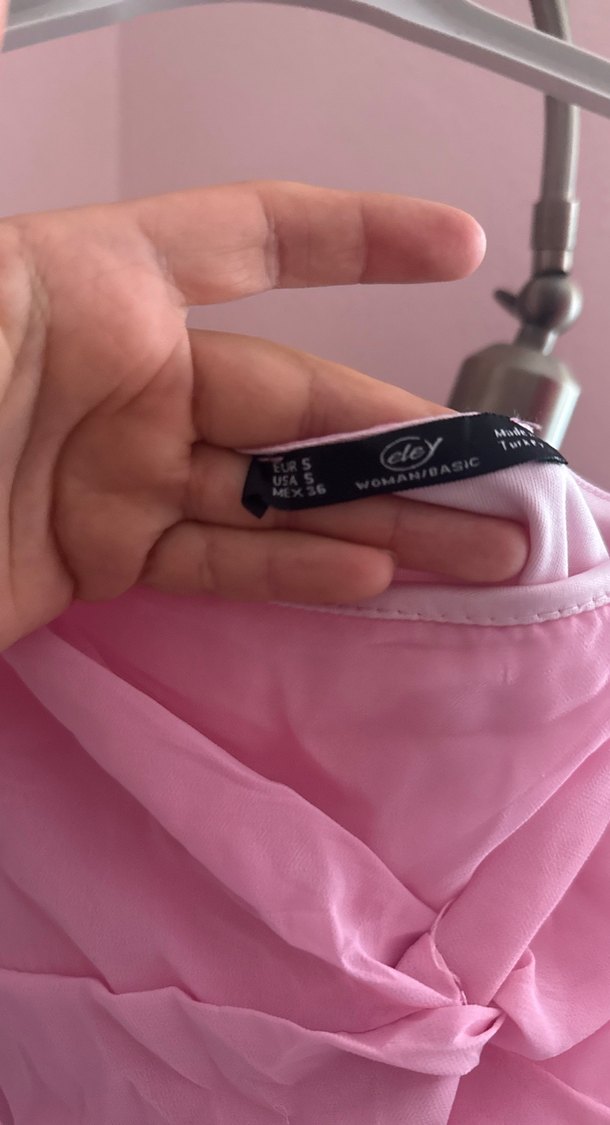 Pembe Drapeli Midi Strappy Elbise - Görsel 2