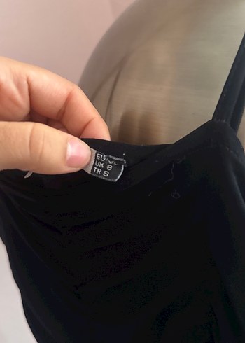 Siyah Pilili Uzun V Yaka Strappy Elbise - Görsel 2