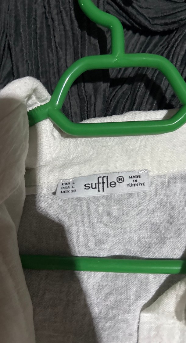 Düğmeli Beyaz Kadın Keten Gömlek - Görsel 2