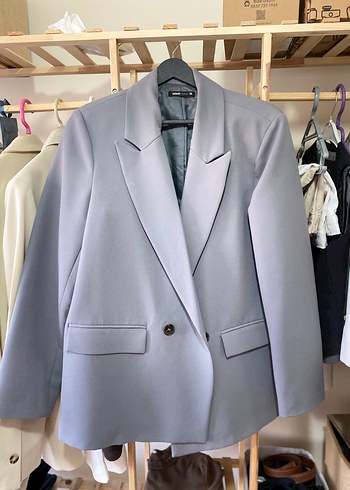 38 Beden Zara Gri Düğmeli Kadın Blazer Ceket