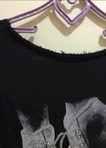 Kadın Siyah Uzun Kollu Baskılı Triko Kazak - Görsel 2