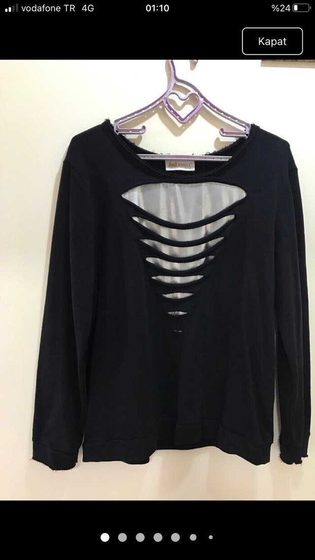 Kadın Siyah Uzun Kollu Baskılı Triko Kazak - Görsel 3