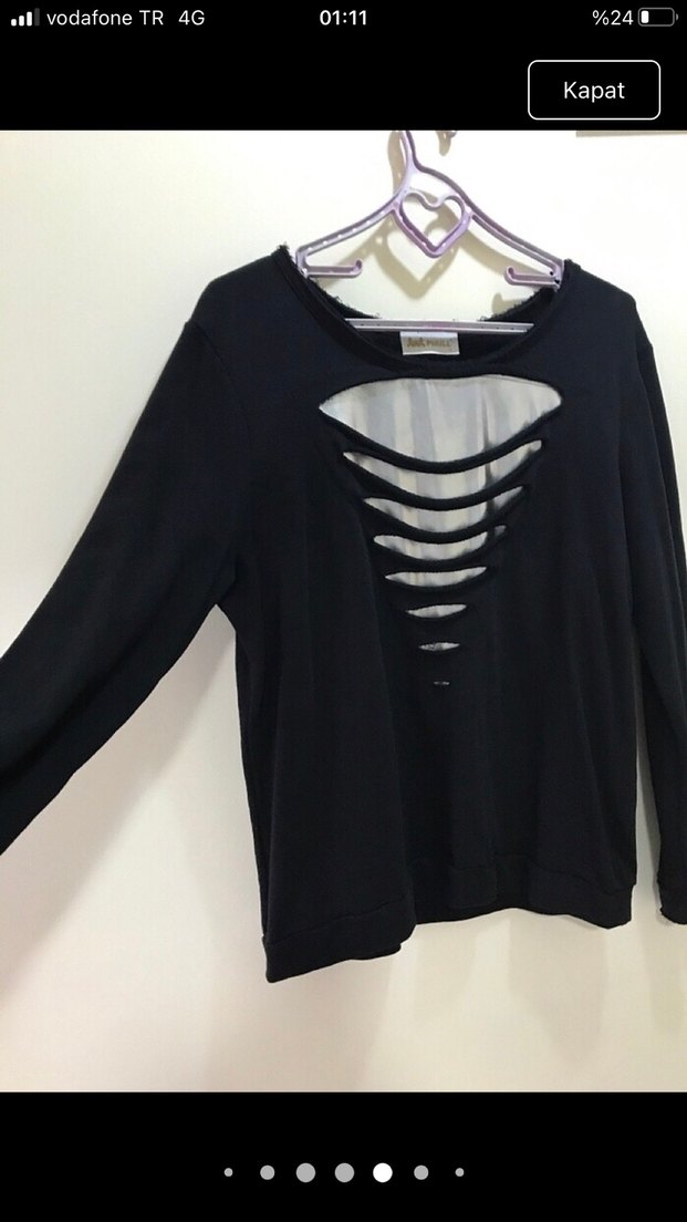 Kadın Siyah Uzun Kollu Baskılı Triko Kazak - Görsel 5