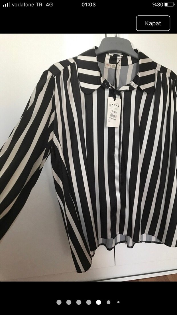 Kadın Siyah Çizgili Kısa Gömlek - Görsel 4