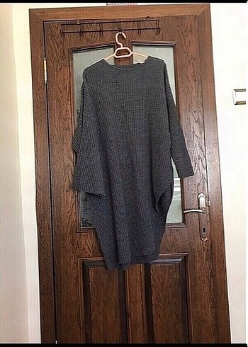 Gri Örgü Salaş Midi Kadın Kazak - Görsel 3