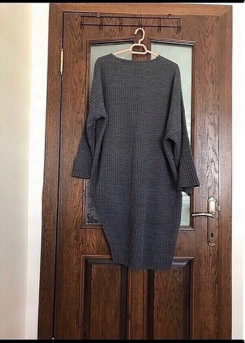 Gri Örgü Salaş Midi Kadın Kazak - Görsel 2