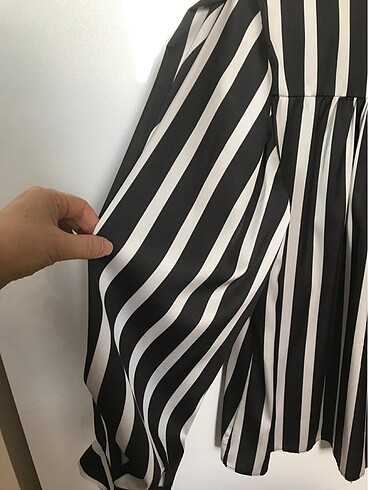 Çok şık gömlek siyah beyaz karpuz kol yeni etiketli boyun fularl - Görsel 9