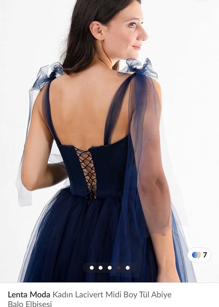 lacivert arkadan bağlamalı abiye - Görsel 2