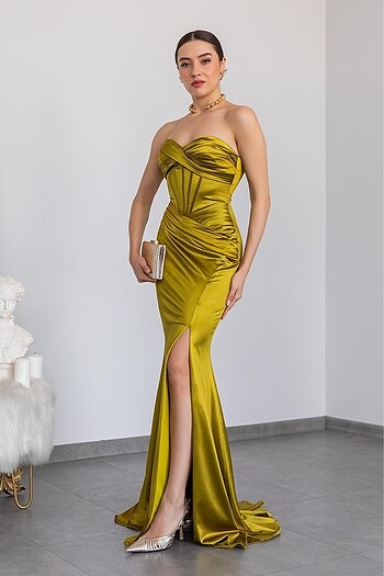 yağ yeşili abiye - Görsel 4