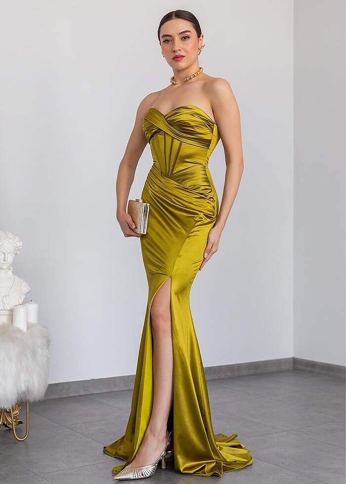 yağ yeşili abiye - Görsel 4