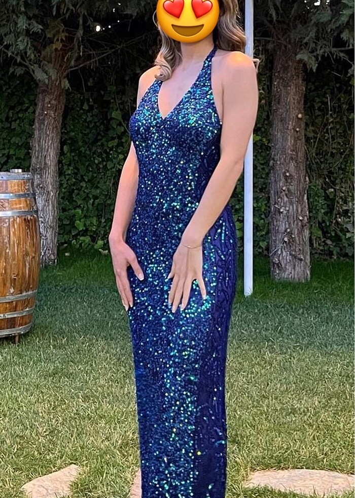 Payetli mermaid abiye, işlemeli taşlı model - Görsel 2