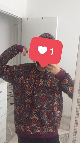 Adidas etnik desen s-m uyumlu genis hoodie sweat