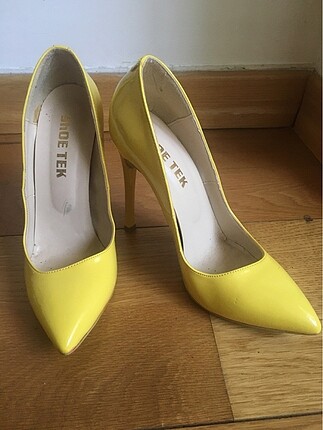 Shoe Tek Sarı stiletto