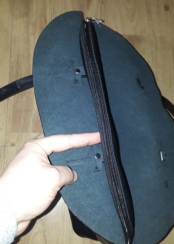 Siyah Deri Tokalı Kadın Çanta - Görsel 4