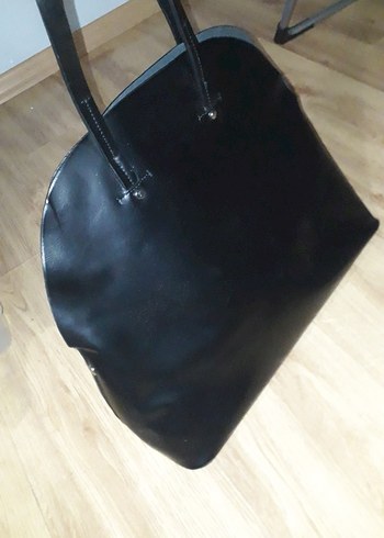 Siyah Deri Tokalı Kadın Çanta - Görsel 2