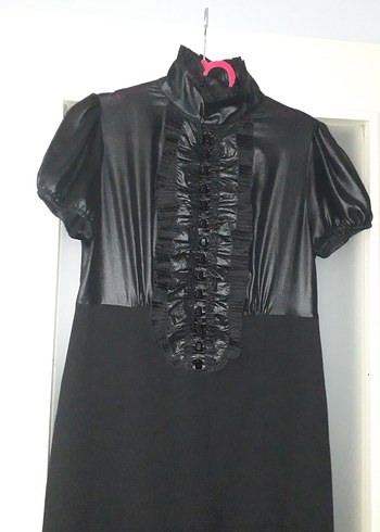 Siyah Fırfırlı Gotik Uzun Elbise - Görsel 2