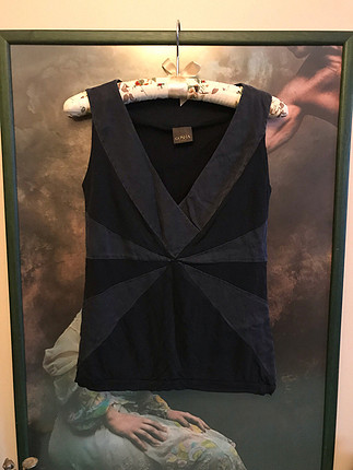 Siyah füme çizgi detaylı penye bluz