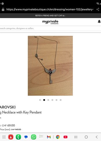 AROVSKI Kanatlı Anahtar Kolye - Görsel 2