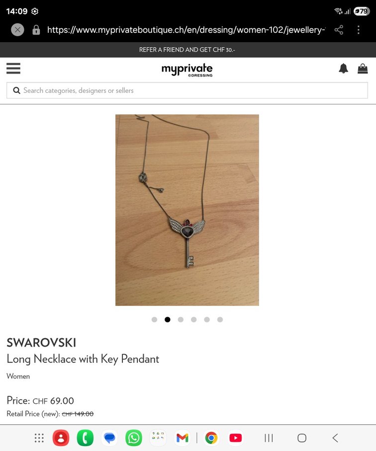 AROVSKI Kanatlı Anahtar Kolye - Görsel 2