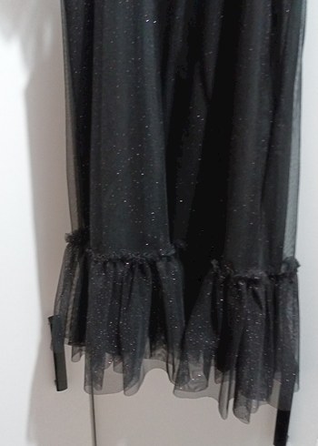 Siyah Kız Çocuk Straplez Fırfırlı Elbise - Görsel 3