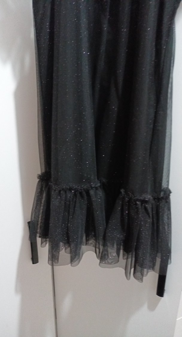 Siyah Kız Çocuk Straplez Fırfırlı Elbise - Görsel 3