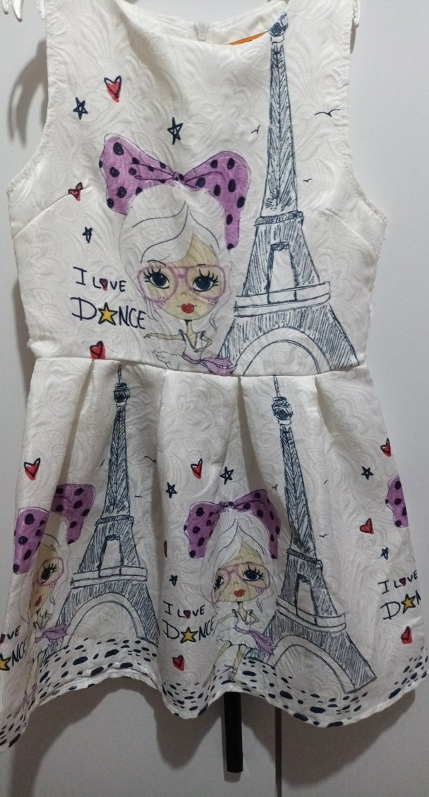 Beyaz Renkli Baskılı Kız Elbisesi - Görsel 2