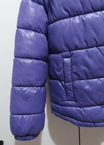 Benetton Mor Parlak Fermuarlı Kız Montu - Görsel 7