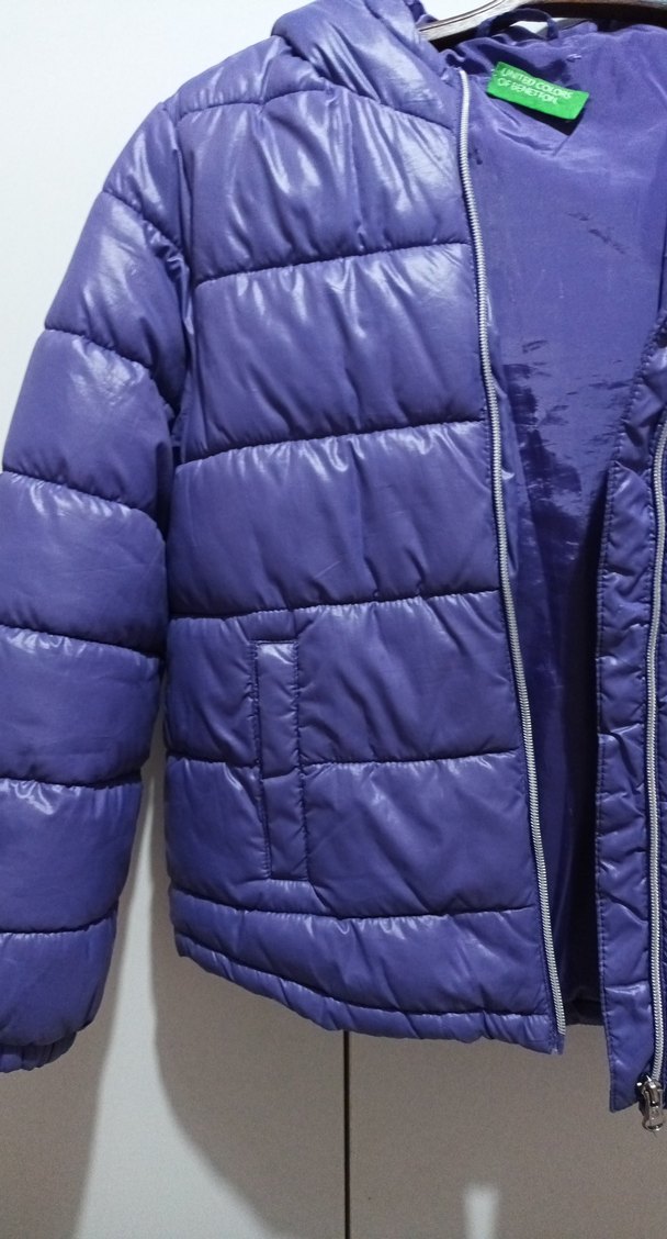 Benetton Mor Parlak Fermuarlı Kız Montu - Görsel 4