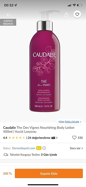 Caudalie vücut losyonu
